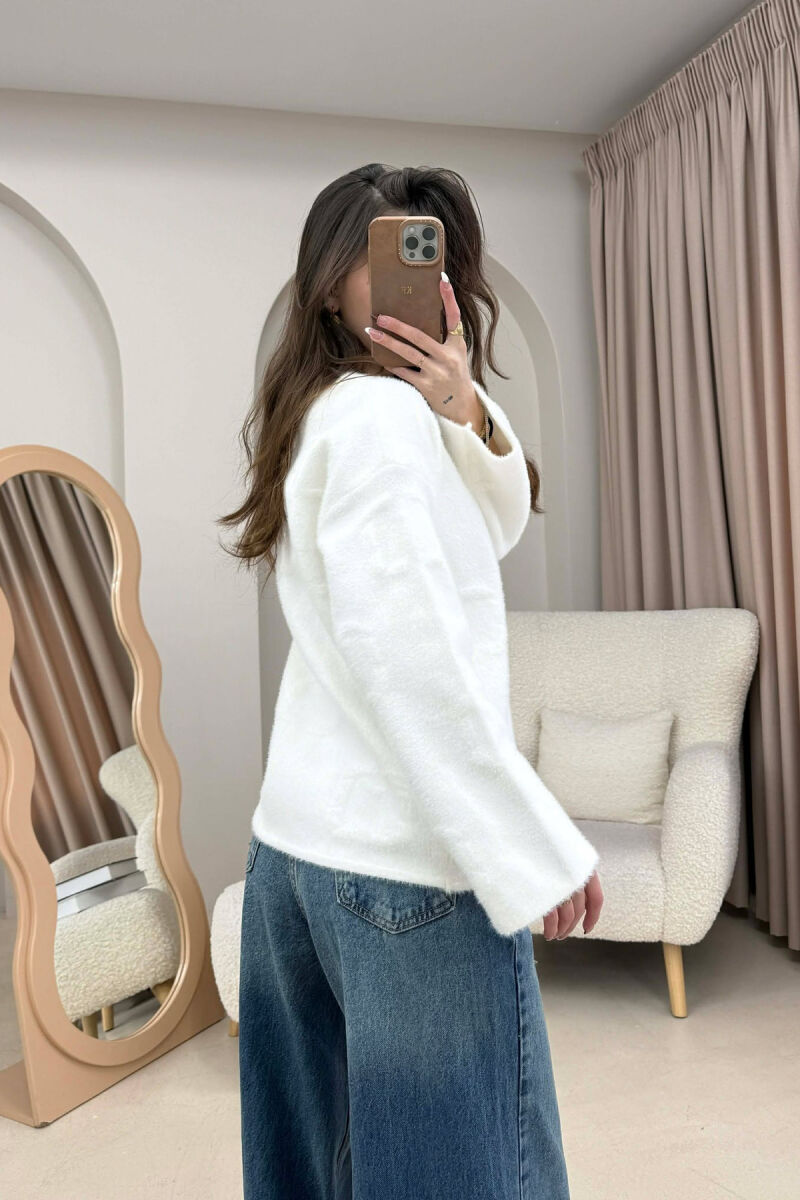 ONE COLOR ROUND NECK WOMAN SWEATER WHITE-E BARDHE - 3