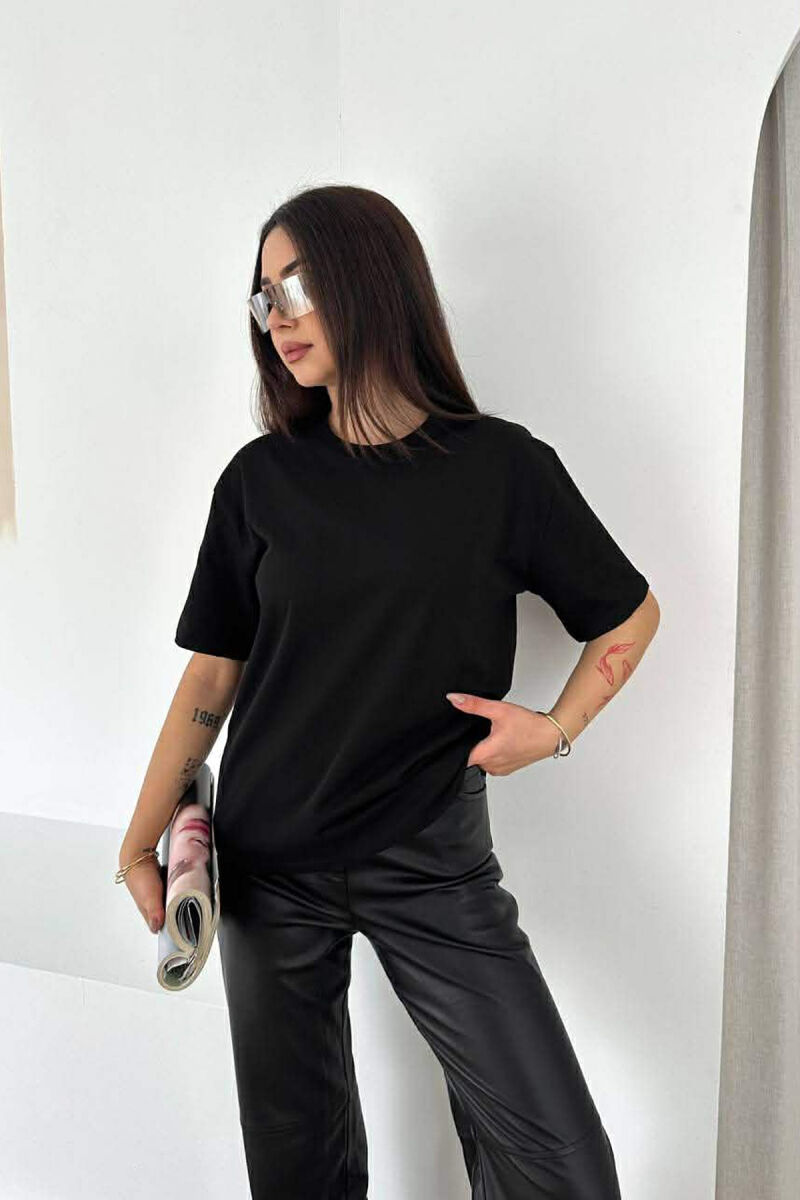 ONE COLOR ROUND NECK WOMAN T-SHIRT BLACK/ E ZEZE - 2