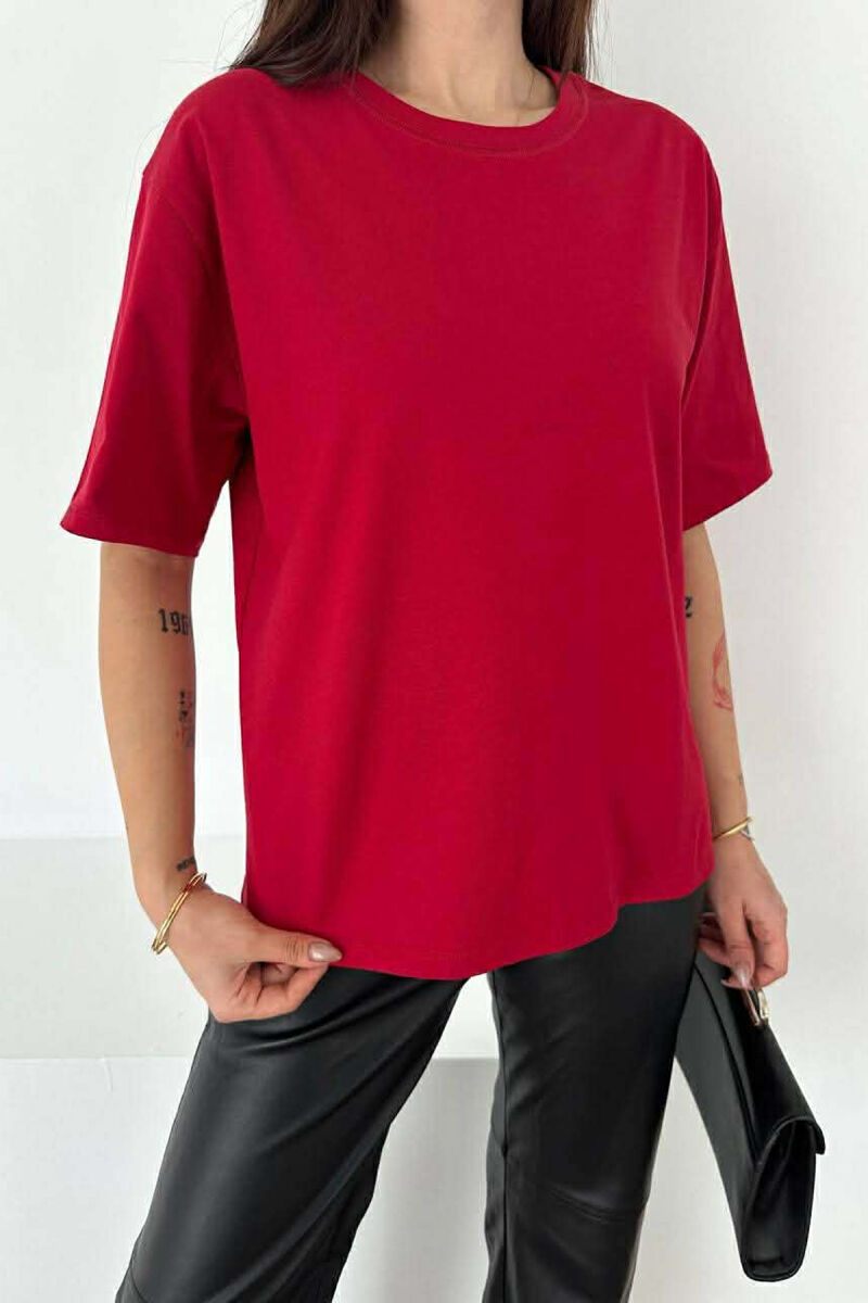 ONE COLOR ROUND NECK WOMAN T-SHIRT RED/E KUQE - 1