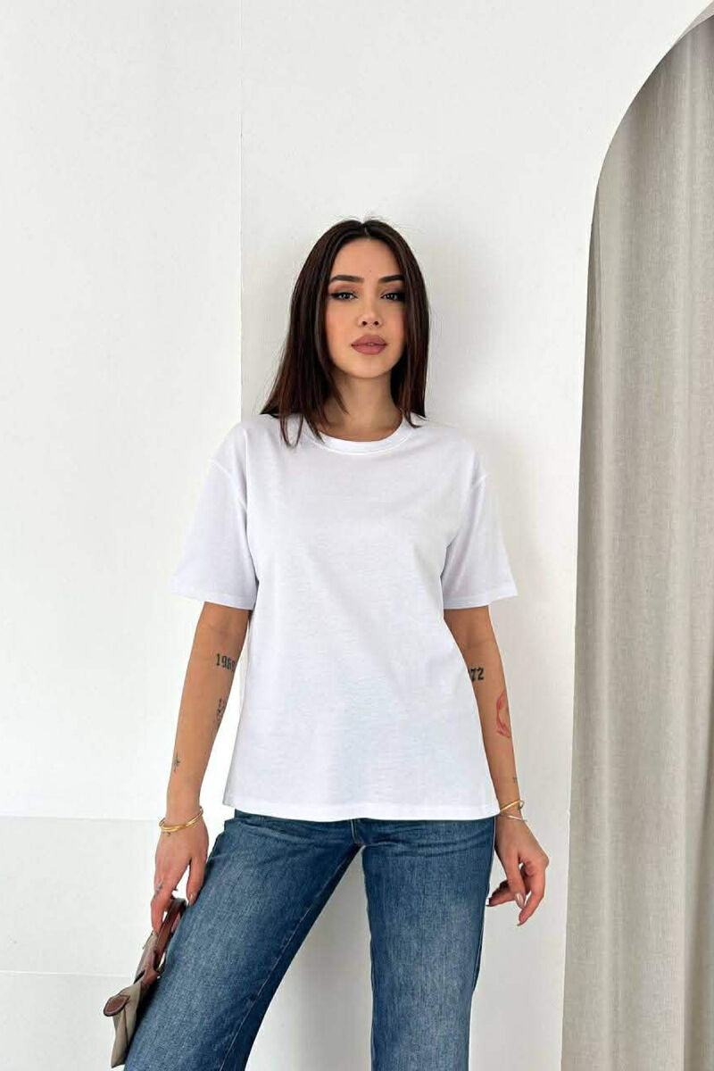 ONE COLOR ROUND NECK WOMAN T-SHIRT WHITE-E BARDHE - 1