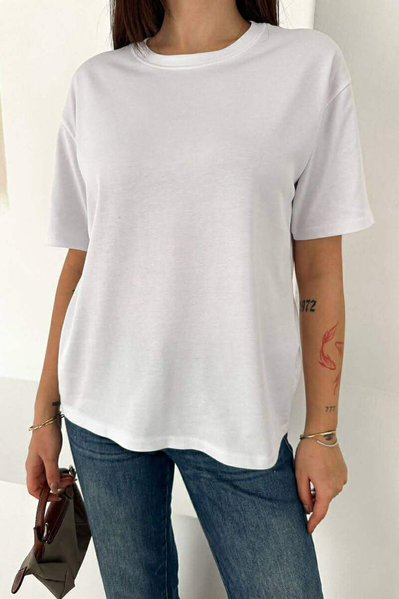 ONE COLOR ROUND NECK WOMAN T-SHIRT WHITE-E BARDHE - 2