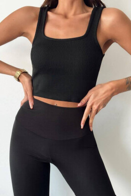 ONE COLOR ROUND NECK WOMAN TOP BLACK/ E ZEZE 