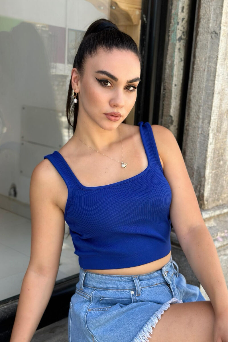 ONE COLOR ROUND NECK WOMAN TOP BLUE/BLU - 3