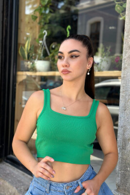 ONE COLOR ROUND NECK WOMAN TOP GREEN/JESHILE 