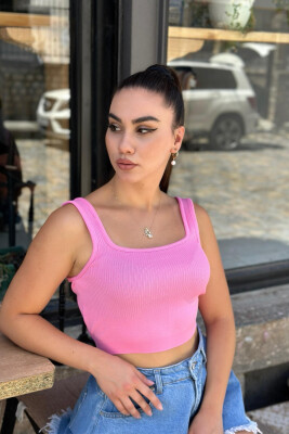 ONE COLOR ROUND NECK WOMAN TOP PINK/ROZE - KLAUDIO FASHION