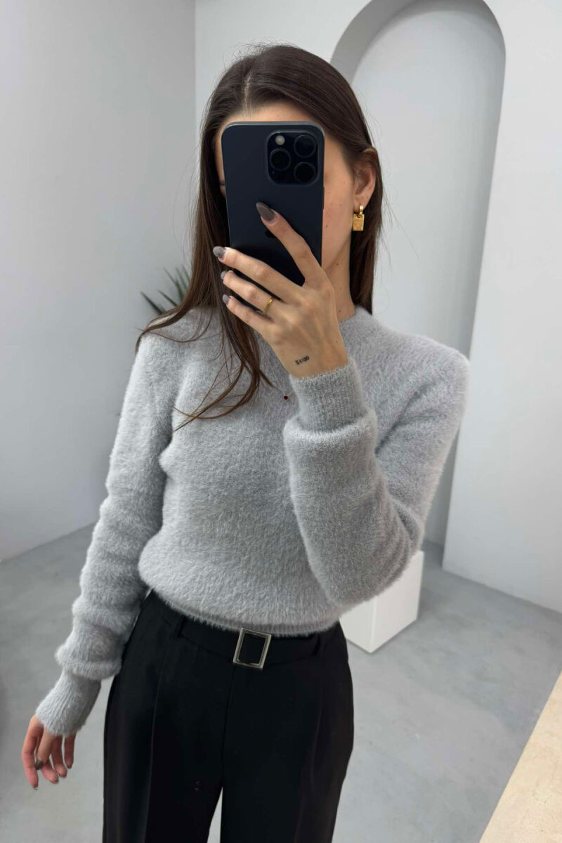 ONE COLOR ROUND NECK WOMEN SWEATER GREY/GRI - 2