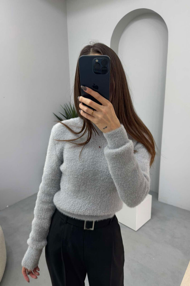 ONE COLOR ROUND NECK WOMEN SWEATER GREY/GRI - 3