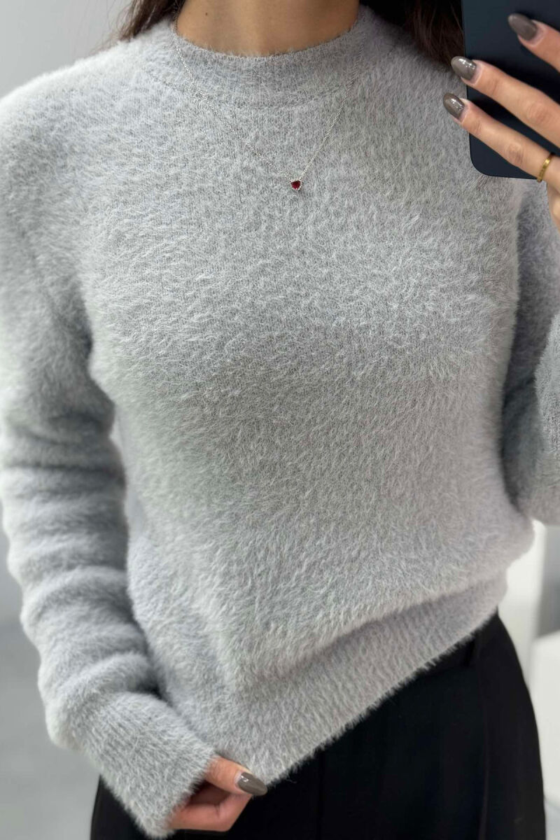 ONE COLOR ROUND NECK WOMEN SWEATER GREY/GRI - 4