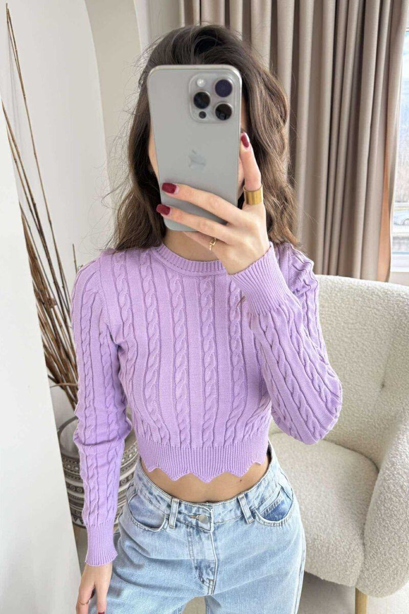 ONE COLOR ROUND NECK WOMEN SWEATER PURPLE/LEJLA - 1