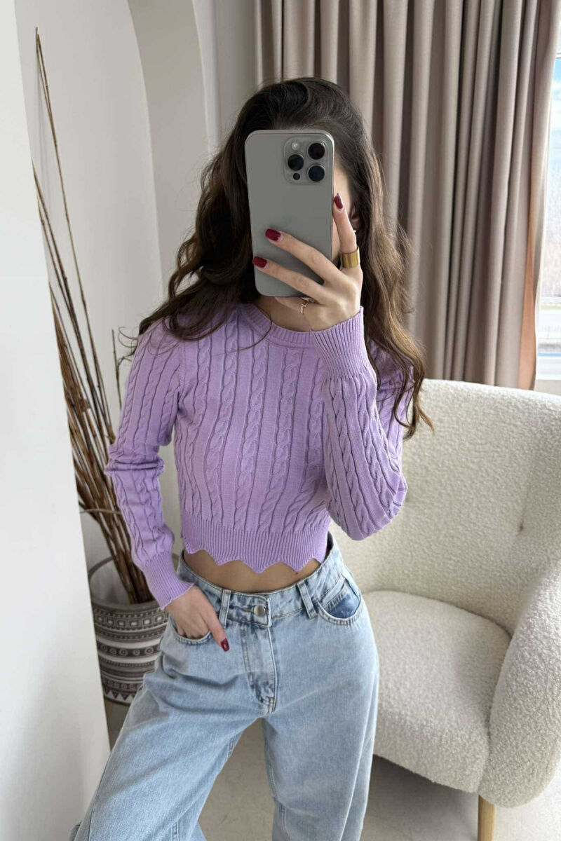 ONE COLOR ROUND NECK WOMEN SWEATER PURPLE/LEJLA - 3