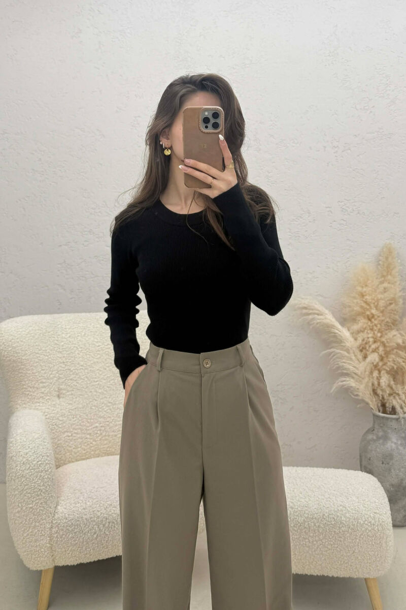 ONE COLOR ROUND NECK WOMEN SWEATSHIRT BLACK/ E ZEZE - 2