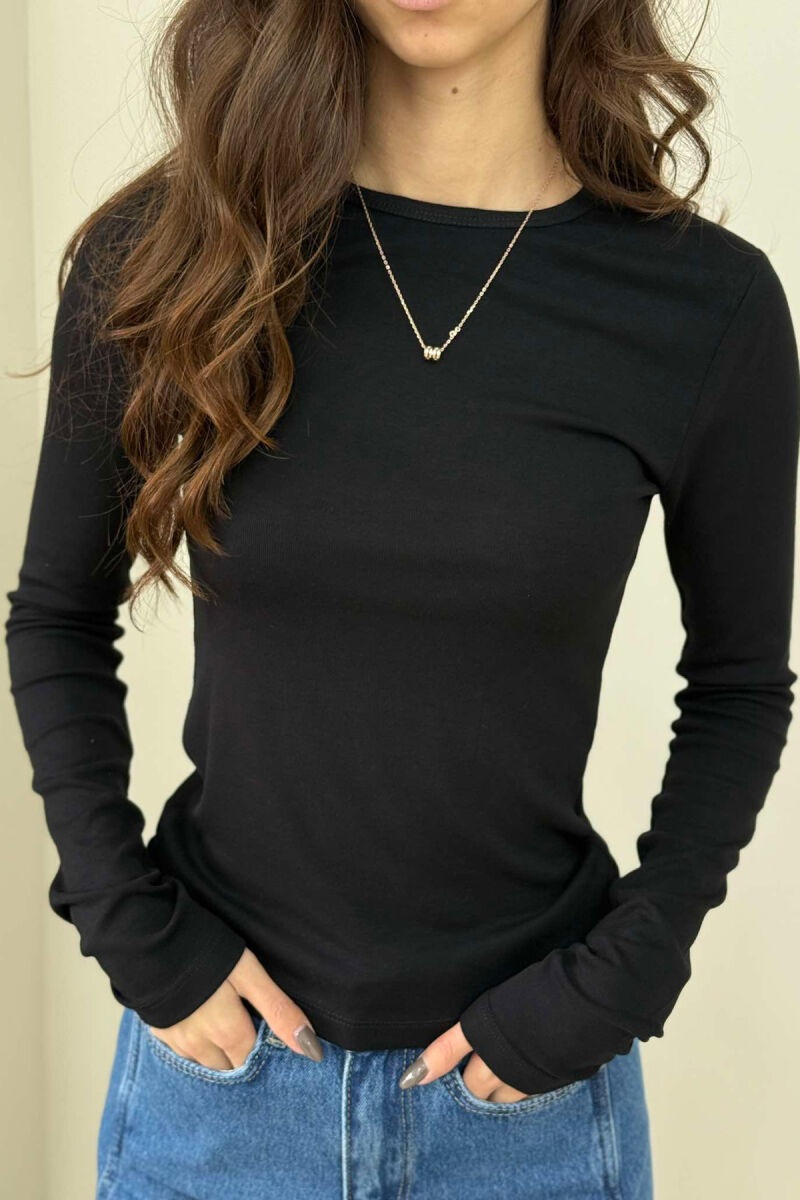 ONE COLOR ROUND NECK WOMEN SWEATSHIRT BLACK/ E ZEZE - 5