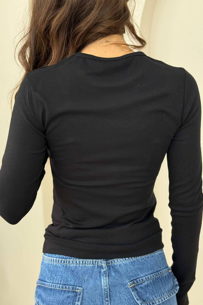 ONE COLOR ROUND NECK WOMEN SWEATSHIRT BLACK/ E ZEZE - 4