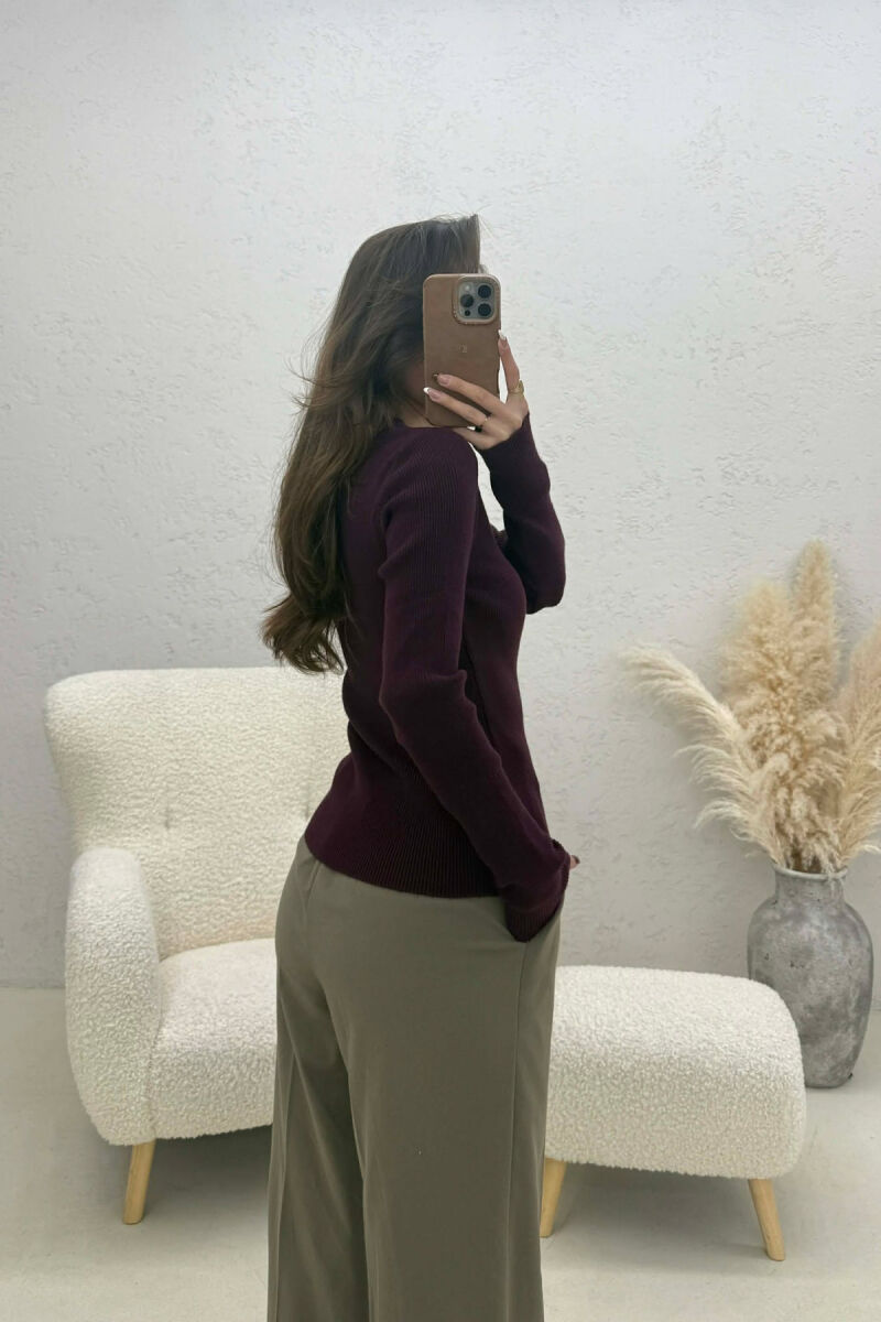 ONE COLOR ROUND NECK WOMEN SWEATSHIRT DARK BURGUNDY/VISHNJE E ERRET - 5