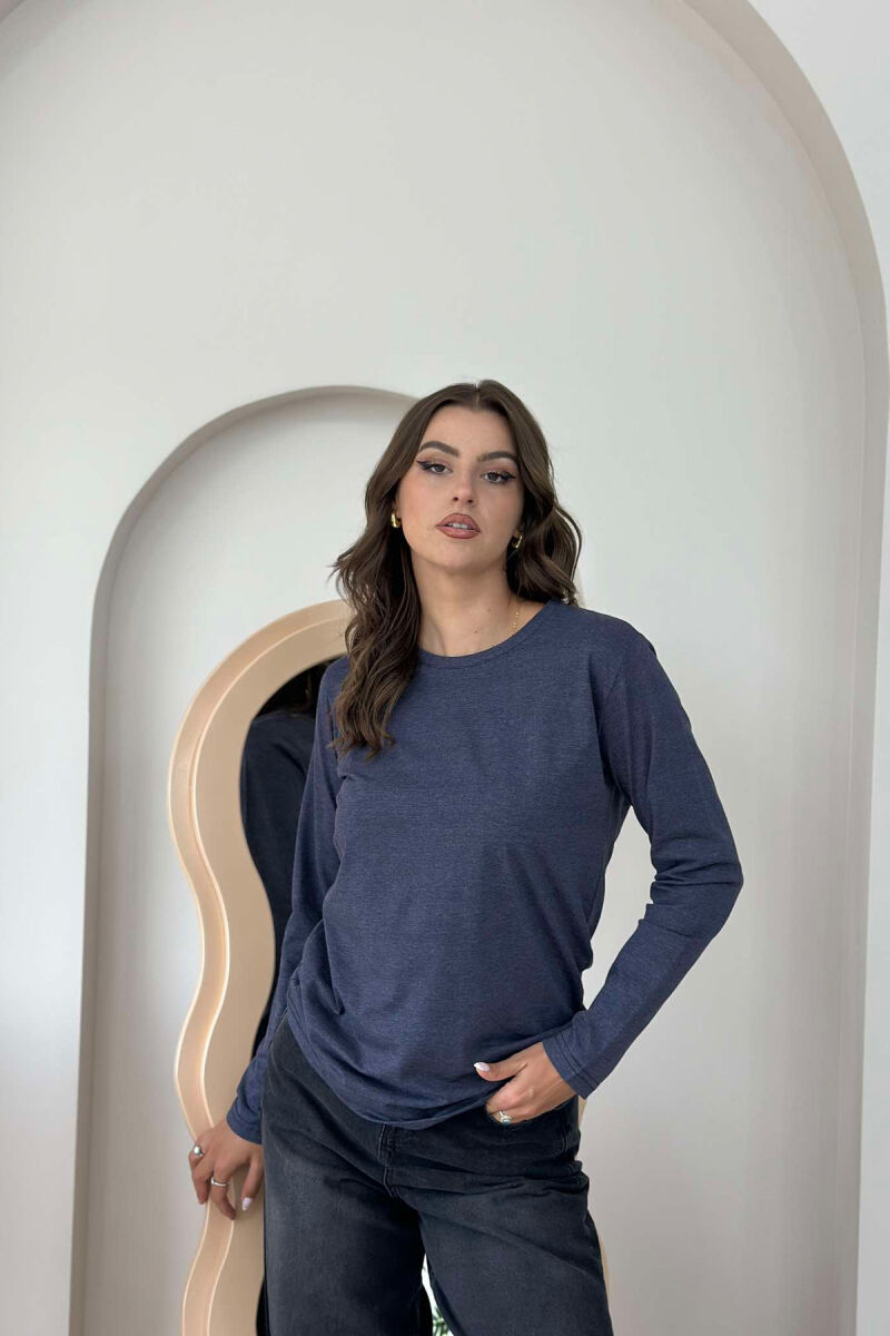 ONE COLOR ROUND NECK WOMEN SWEATSHIRT DARK SLATE BLUE/BLU LEJLA - 1