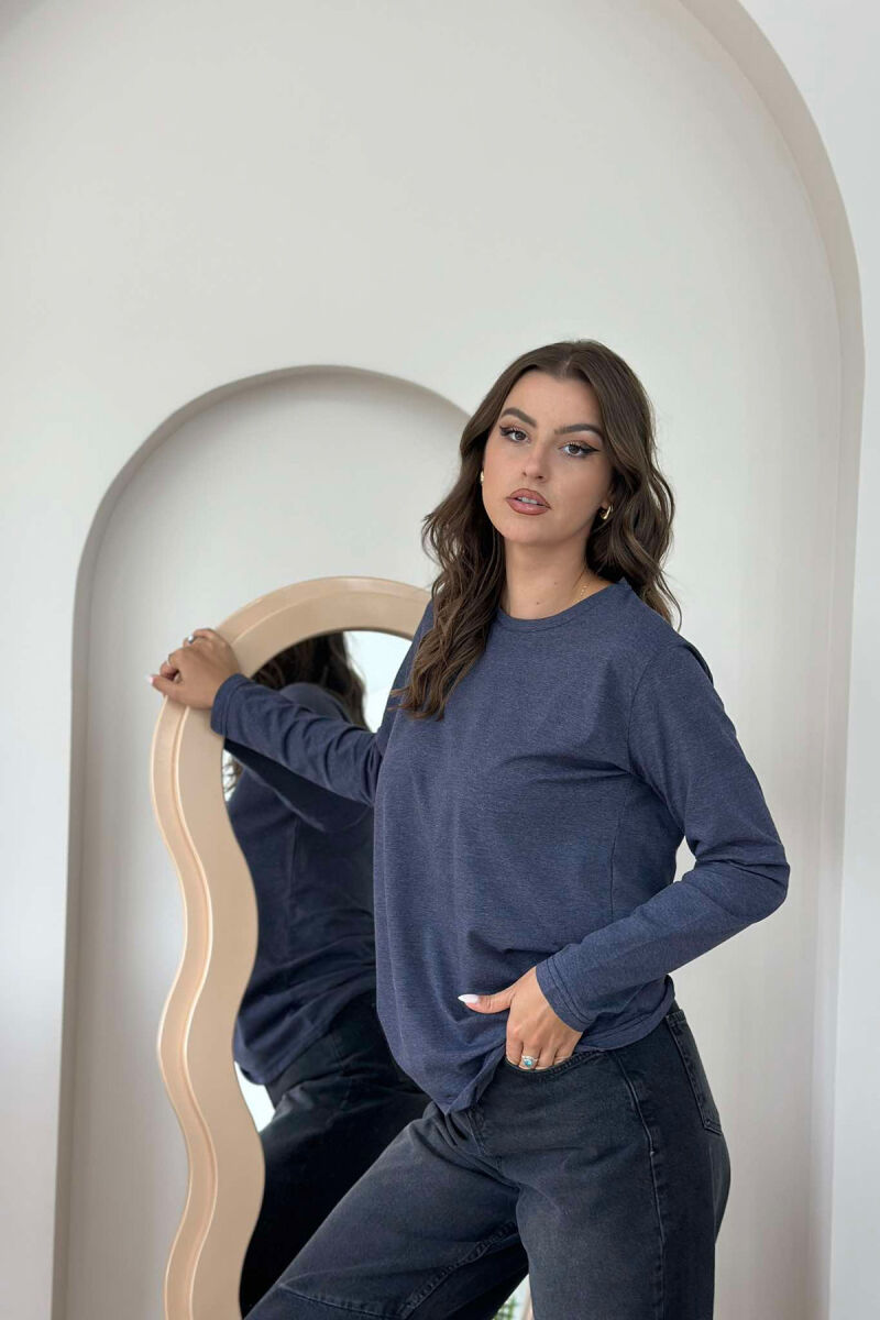 ONE COLOR ROUND NECK WOMEN SWEATSHIRT DARK SLATE BLUE/BLU LEJLA - 2