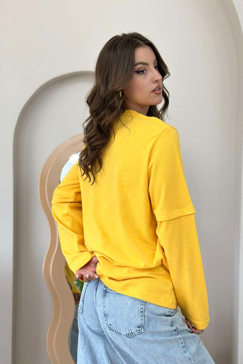 ONE COLOR ROUND NECK WOMEN SWEATSHIRT YELLOW/E VERDHE - 2