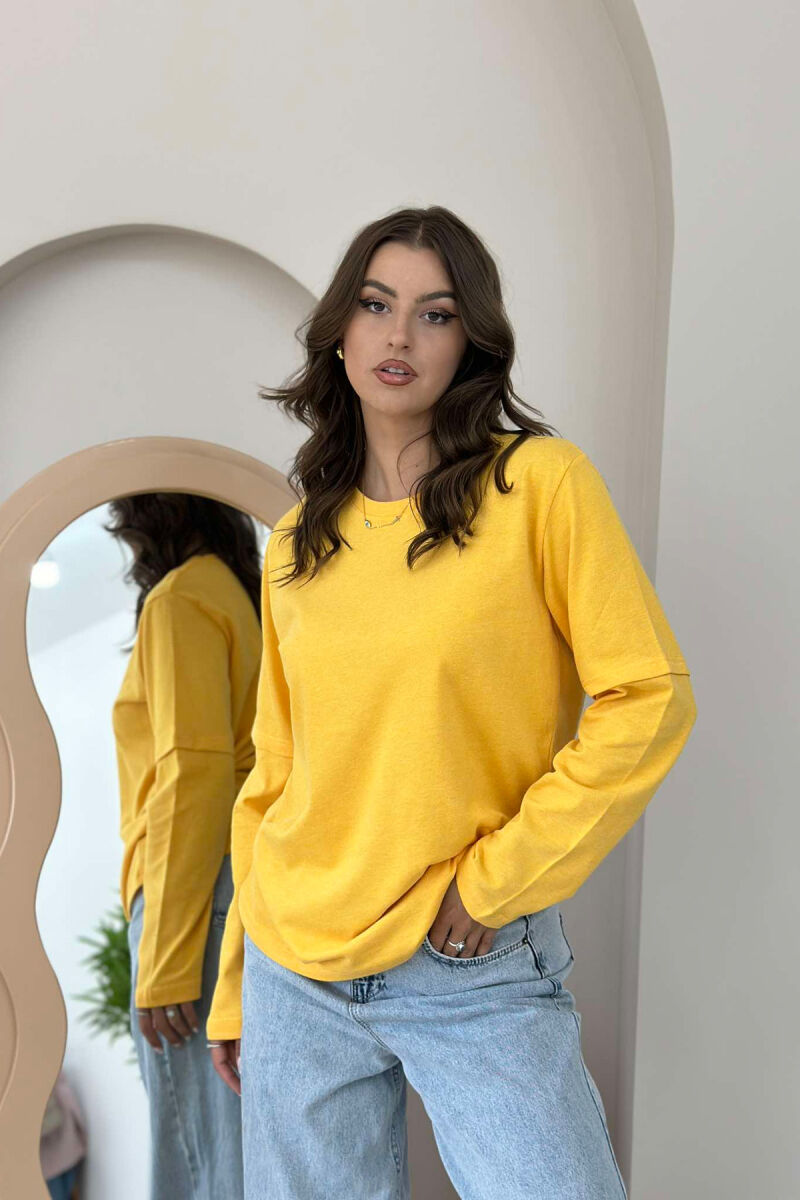 ONE COLOR ROUND NECK WOMEN SWEATSHIRT YELLOW/E VERDHE - 4