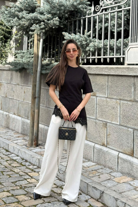 ONE COLOR ROUND NECK WOMEN T-SHIRT BLACK/ E ZEZE - 3