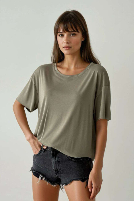 ONE COLOR ROUND NECK WOMEN T-SHIRT MINT/MENTE 