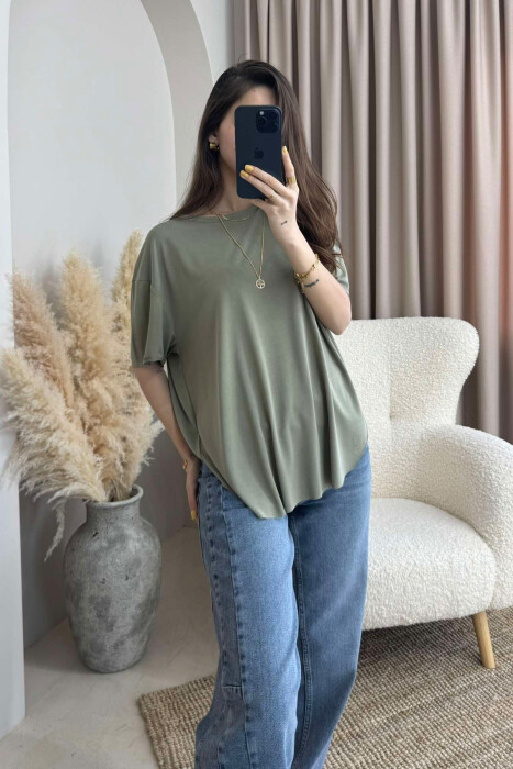 ONE COLOR ROUND NECK WOMEN T-SHIRT MINT/MENTE - 2