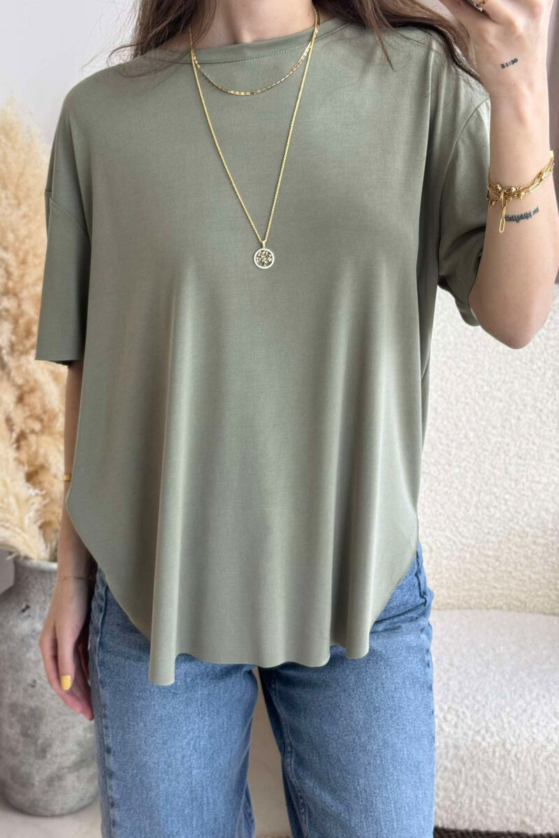 ONE COLOR ROUND NECK WOMEN T-SHIRT MINT/MENTE - 3