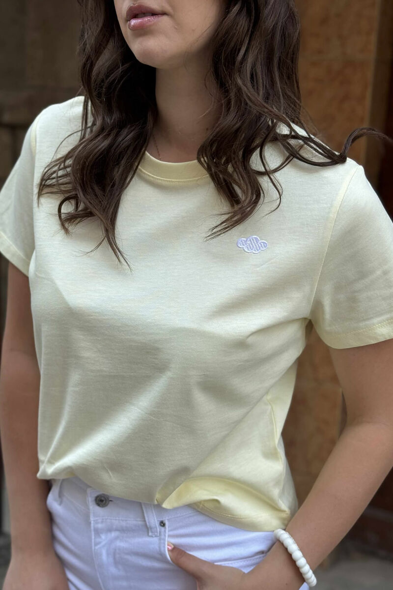 ONE COLOR ROUND NECK WOMEN T-SHIRT YELLOW/E VERDHE - 3