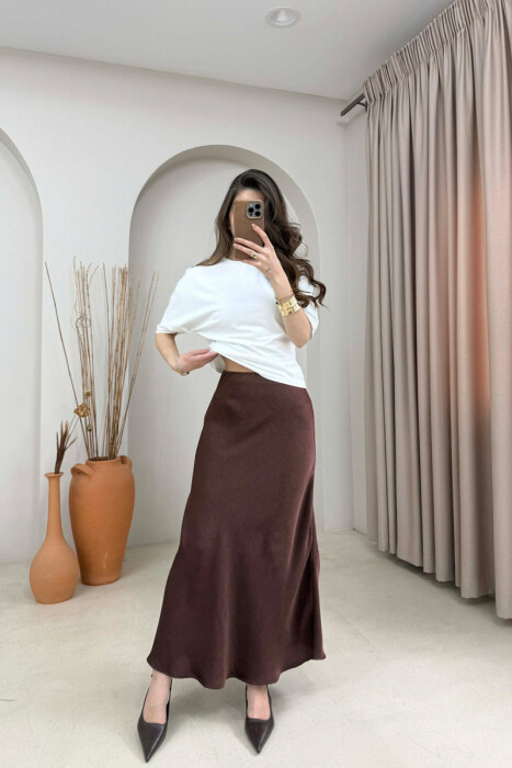 ONE COLOR WOMAN SKIRT BROWN/KAFE - 7