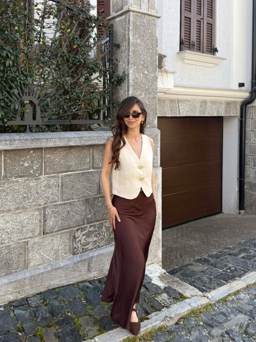 ONE COLOR WOMAN SKIRT BROWN/KAFE - 2