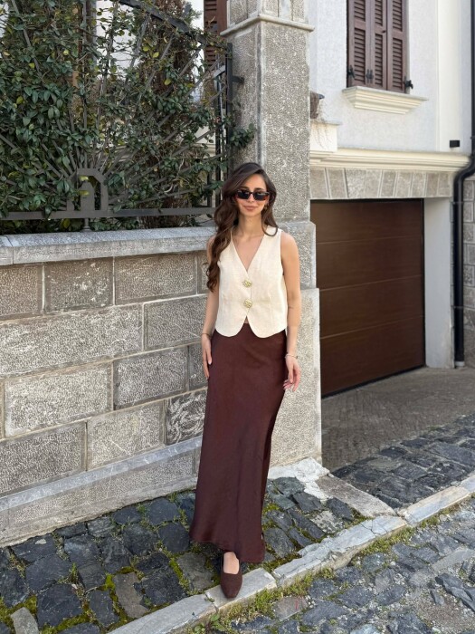 ONE COLOR WOMAN SKIRT BROWN/KAFE - 4