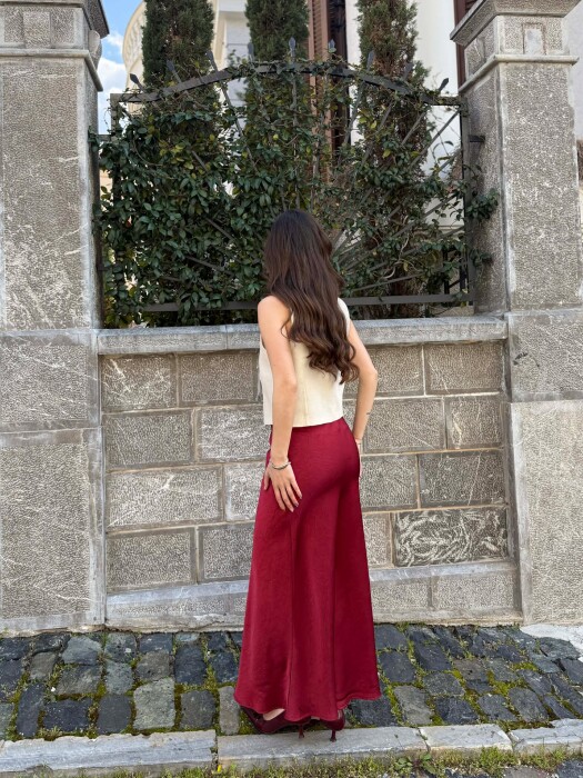 ONE COLOR WOMAN SKIRT BURGUNDY/VISHNJE - 2