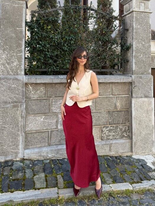 ONE COLOR WOMAN SKIRT BURGUNDY/VISHNJE - 4