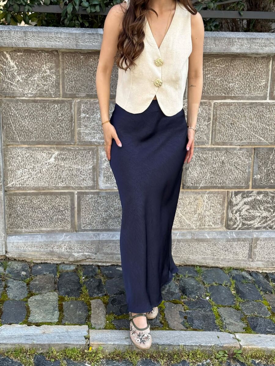 ONE COLOR WOMAN SKIRT DARK BLUE/BEE - 1