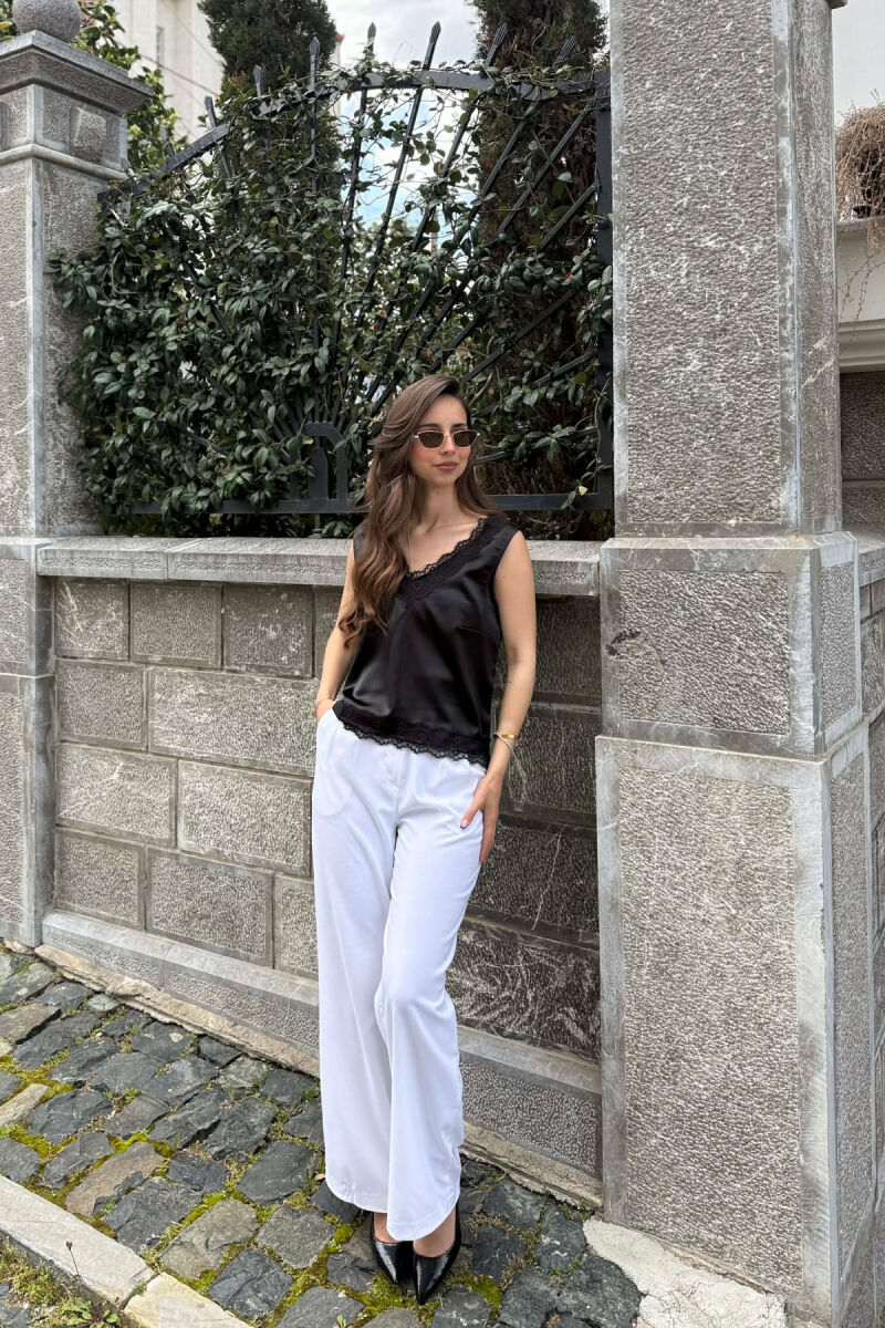ONE COLOR SATIN WOMAN TANK TOP BLACK/ E ZEZE - 6