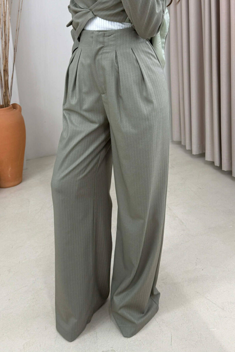 ONE COLOR SCARF DETAIL JACKET+TROUSERS WOMEN SET MINT/MENTE - 4