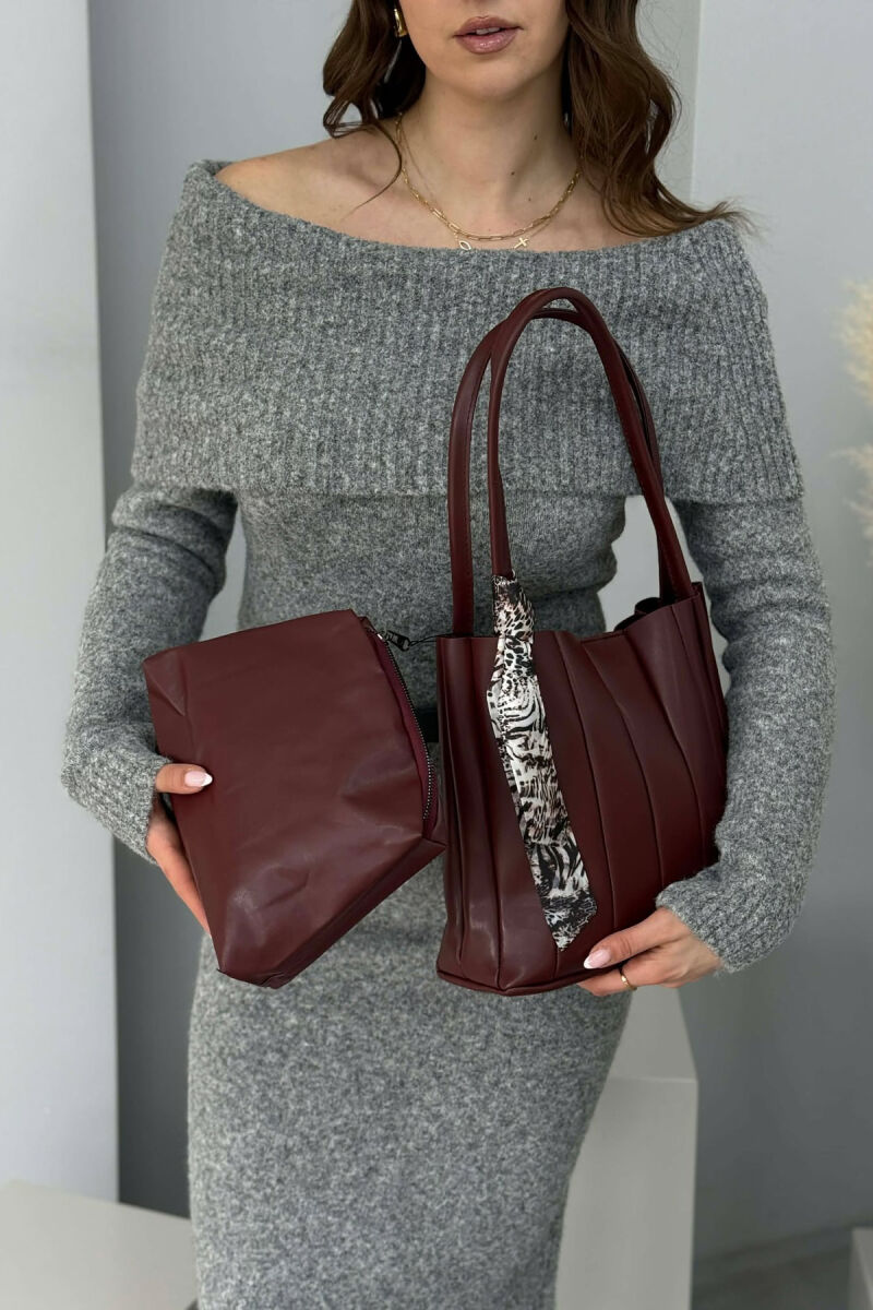 ONE COLOR SCARF DETAIL WOMAN BAG BURGUNDY/VISHNJE - 2