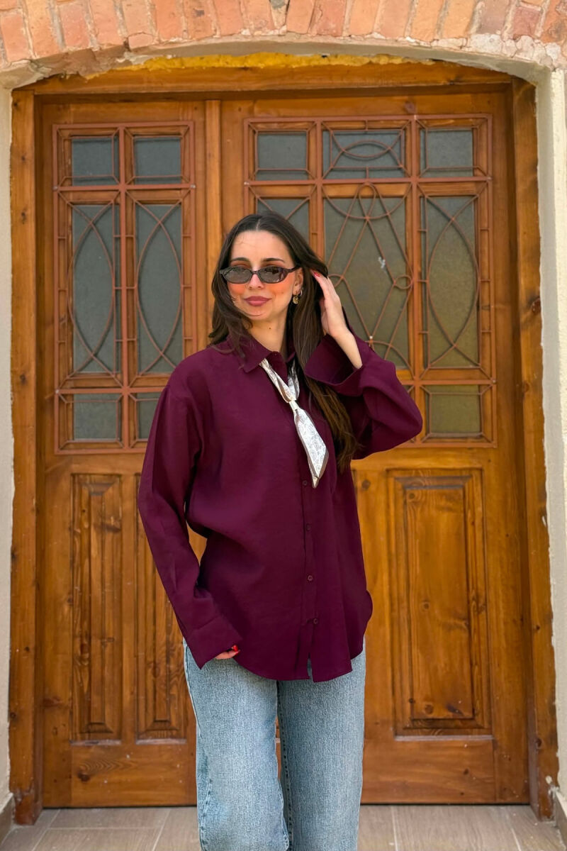 ONE COLOR SCARF DETAIL WOMAN SHIRT BURGUNDY/VISHNJE - 1