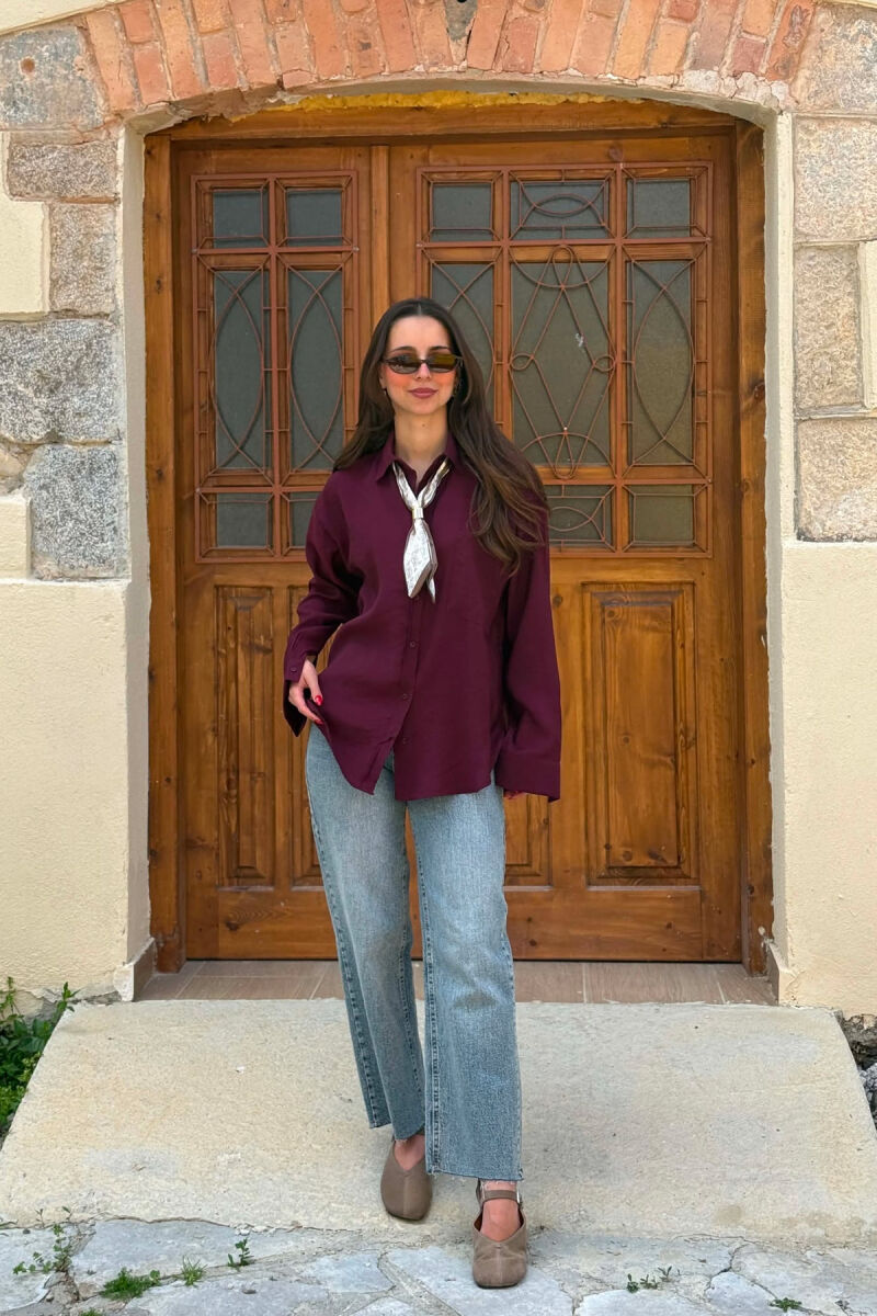 ONE COLOR SCARF DETAIL WOMAN SHIRT BURGUNDY/VISHNJE - 2