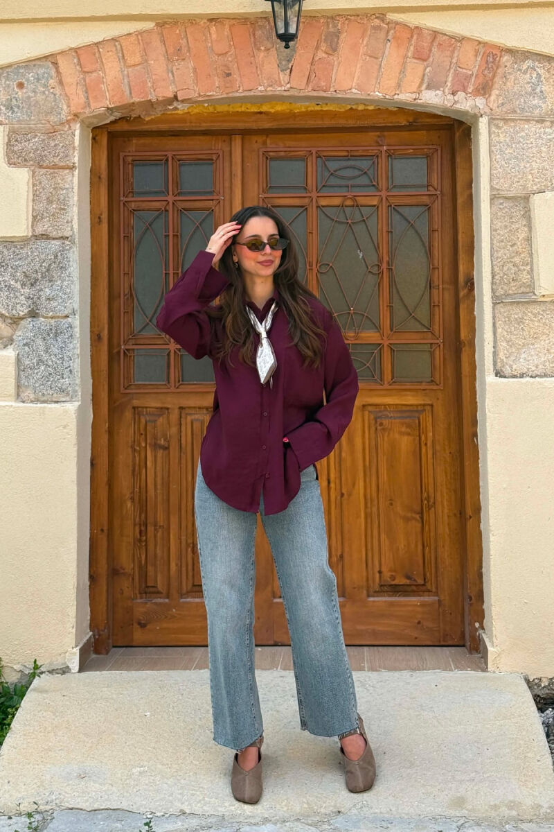 ONE COLOR SCARF DETAIL WOMAN SHIRT BURGUNDY/VISHNJE - 3