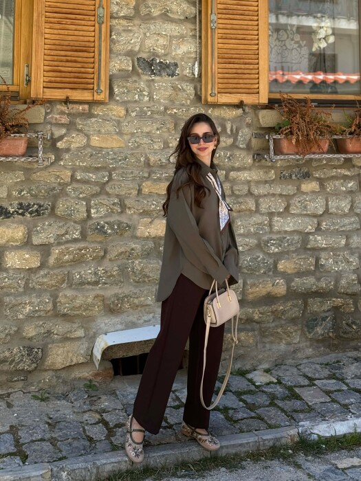 ONE COLOR SCARF DETAIL WOMAN SHIRT GREEN/JESHILE - 2