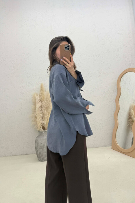 ONE COLOR SCARF DETAIL WOMAN SHIRT GREY/GRI - 4