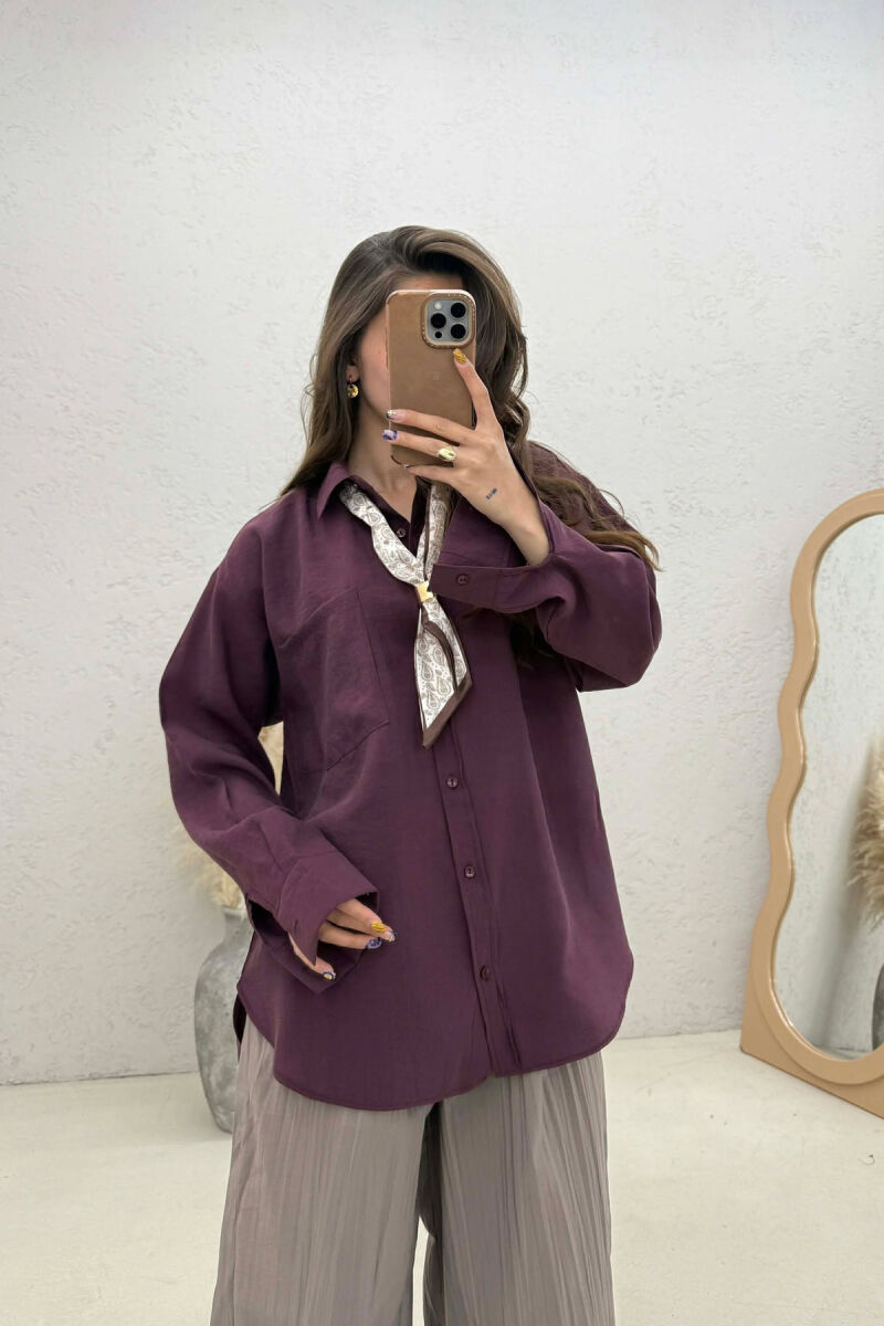 ONE COLOR SCARF DETAIL WOMAN SHIRT PURPLE/LEJLA - 1