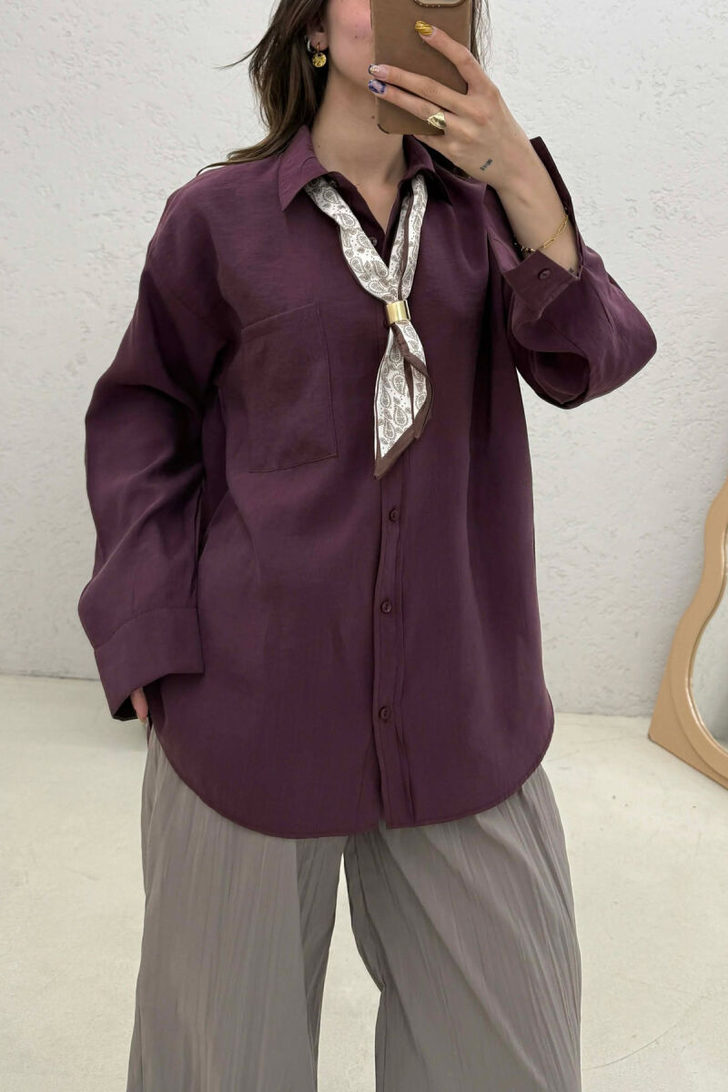ONE COLOR SCARF DETAIL WOMAN SHIRT PURPLE/LEJLA - 3