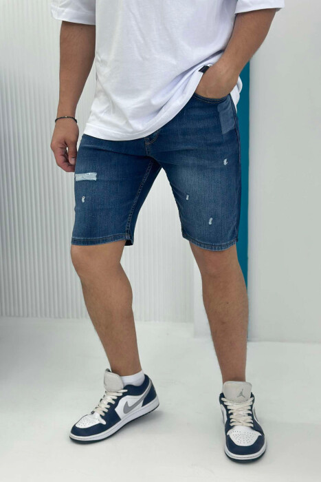 XHINSE TË SHKURTRA ME GËRVISHTJE PËR MESHKUJ NË NGJYRËN BLU E ERRËT - KLAUDIO FASHION