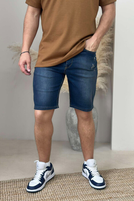 XHINSE TË SHKURTRA ME GËRVISHTJE PËR MESHKUJ NË NGJYRËN BLU E ERRËT - KLAUDIO FASHION