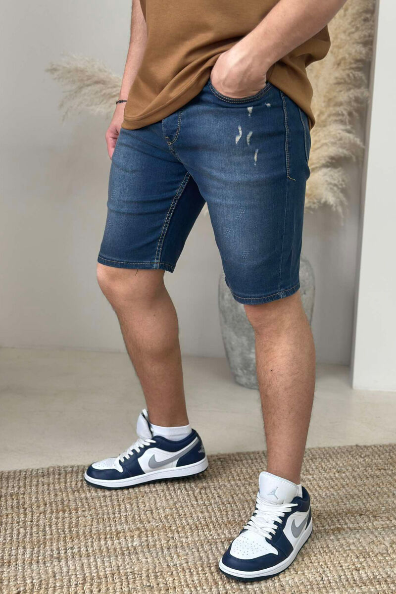 ONE COLOR SCRATCHES MEN SHORT PANTS DARK BLUE/BEE - 2