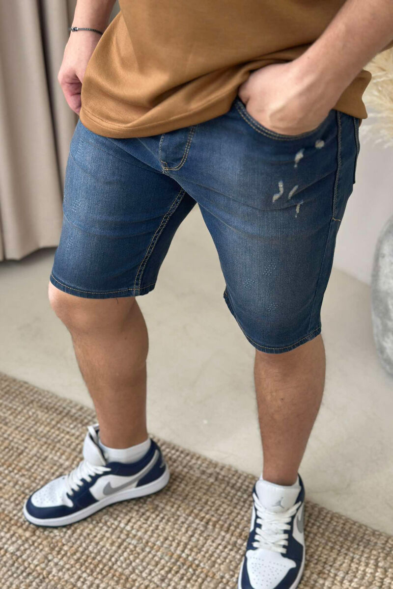 ONE COLOR SCRATCHES MEN SHORT PANTS DARK BLUE/BEE - 3