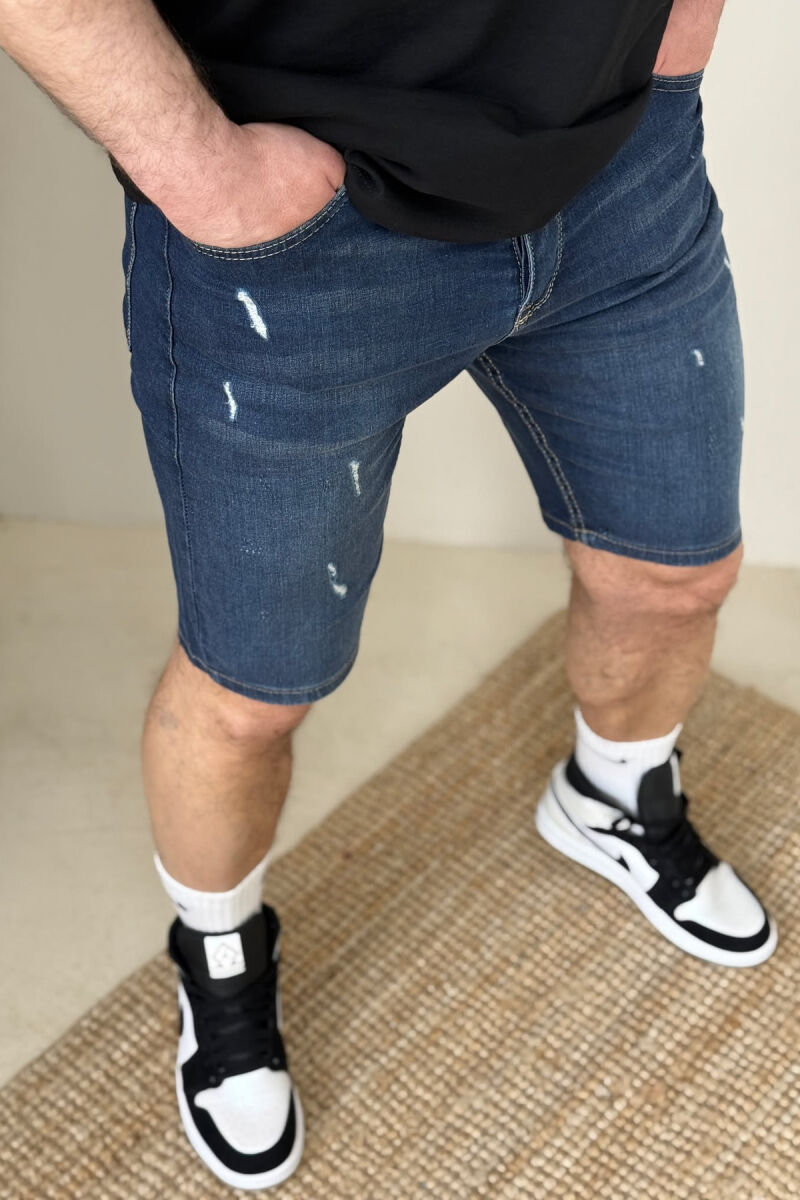ONE COLOR SCRATCHES MEN SHORT PANTS DARK BLUE/BEE - 2