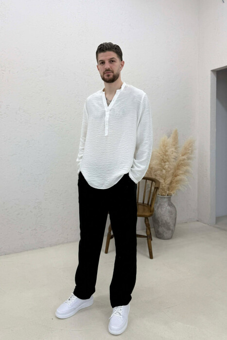 ONE COLOR SEMI ELASTIC WAIST MEN PANTS BLACK/ E ZEZE - 4