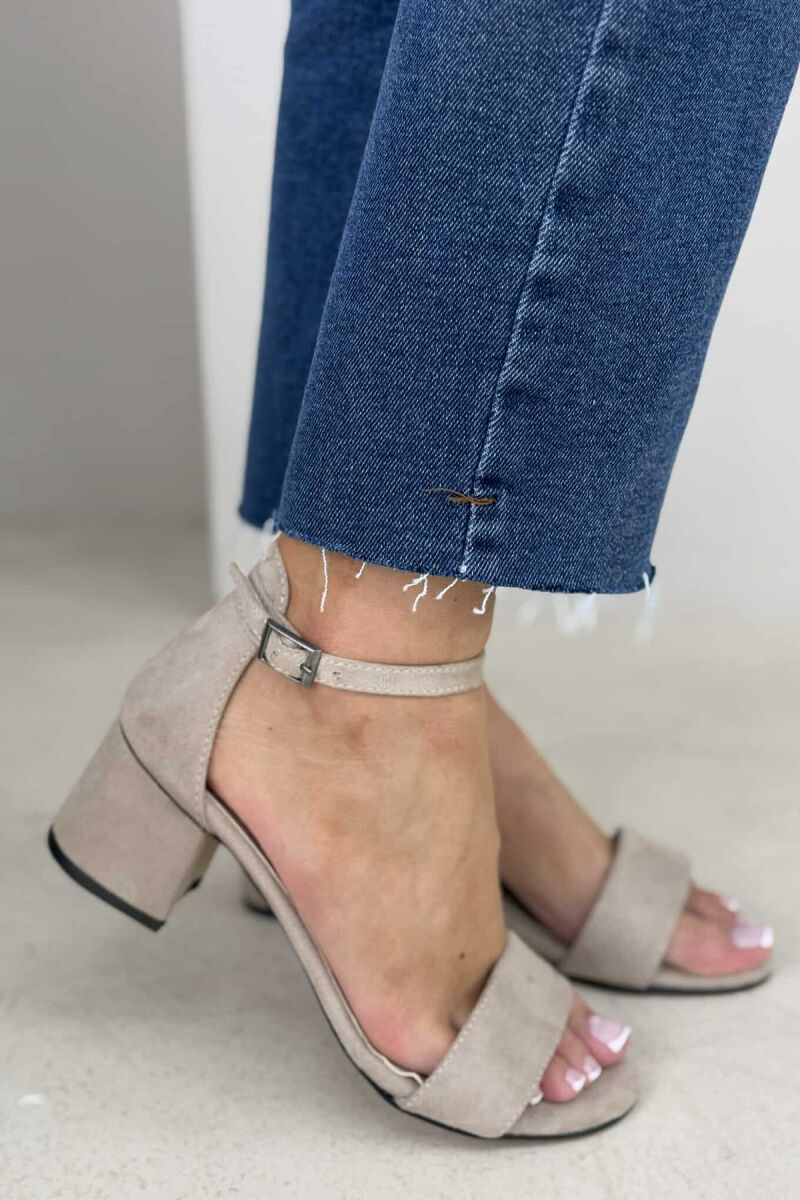 ONE COLOR SEMI HEEL WOMEN SANDALS BEIGE/BEZHE - 1